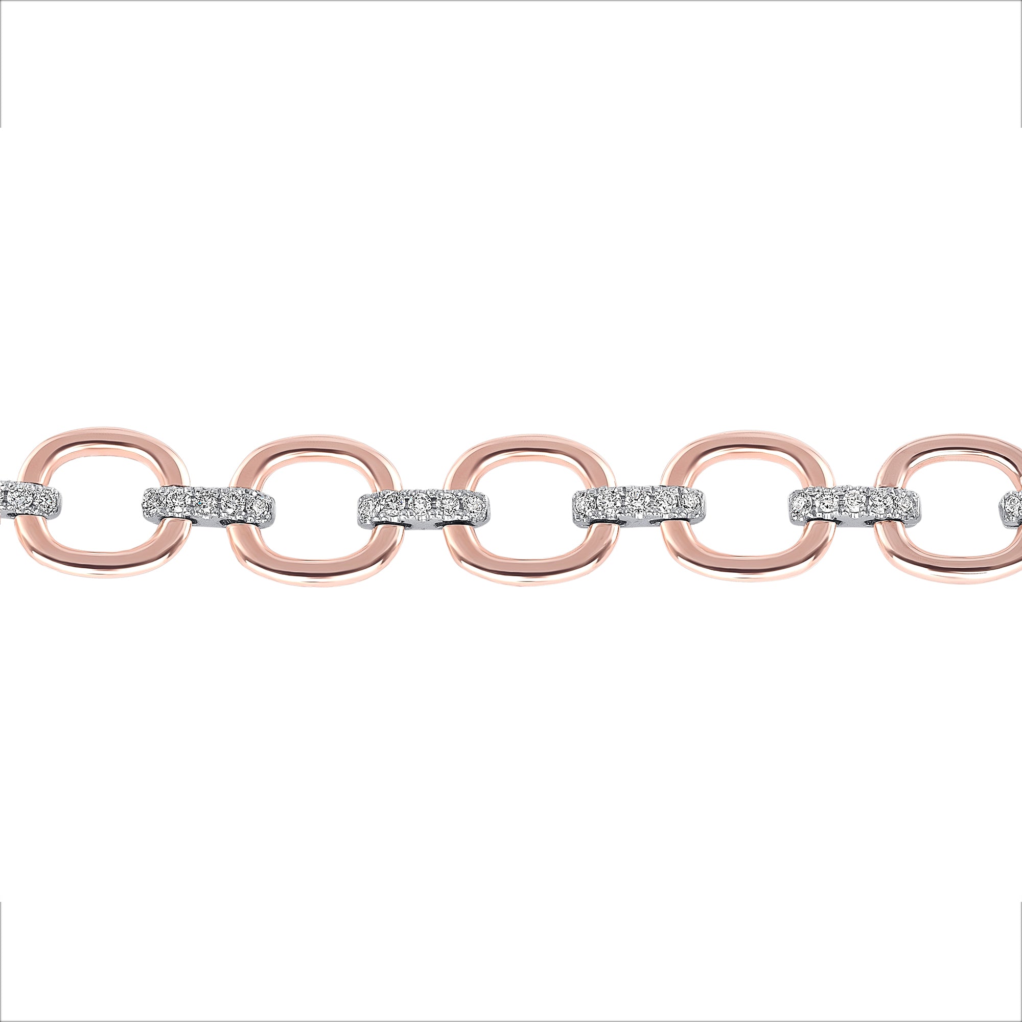 14K Gold Diamond Chain-Link Bracelet Two-Tone Bracelet - Abtin & Company 