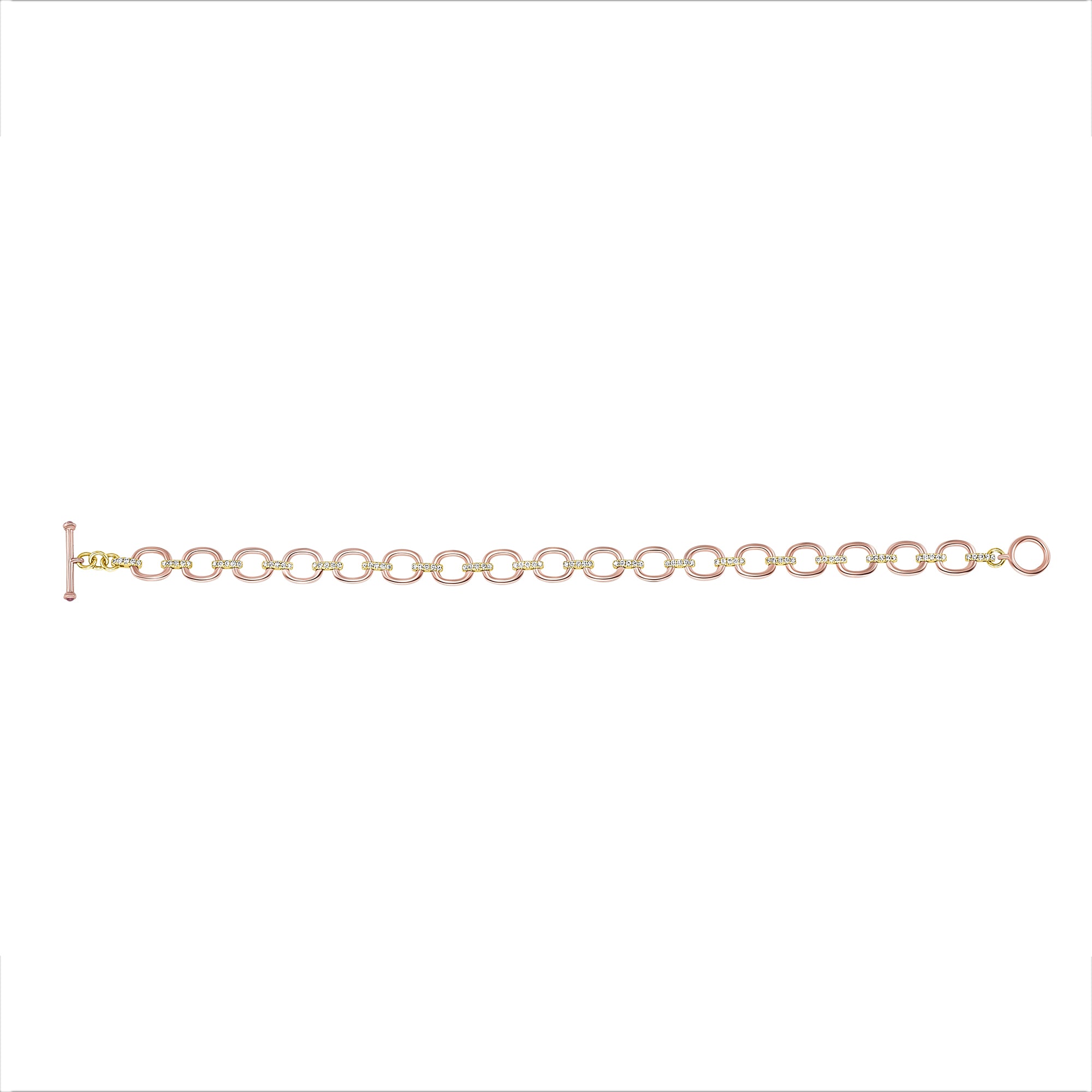 14K Gold Diamond Chain-Link Bracelet Two Tone Bracelet - Abtin & Company 