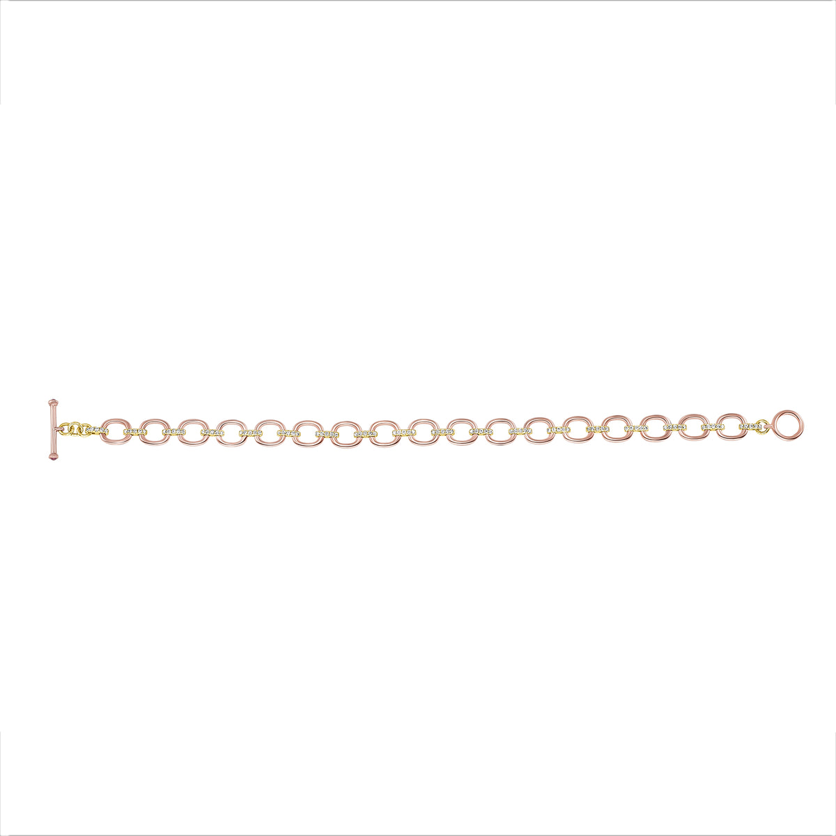 14K Gold Diamond Chain-Link Bracelet Two Tone Bracelet - Abtin & Company 