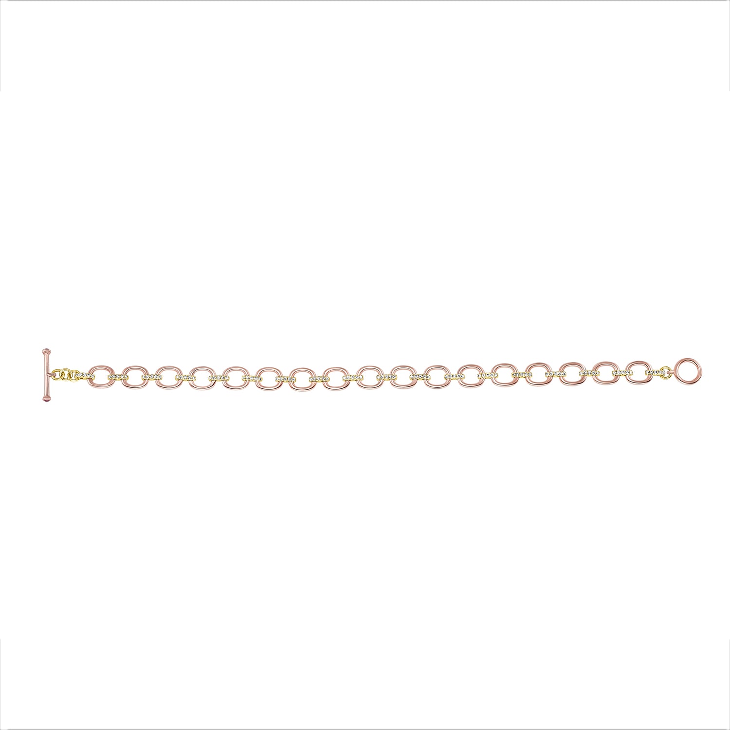 14K Gold Diamond Chain-Link Bracelet Two Tone Bracelet - Abtin & Company 