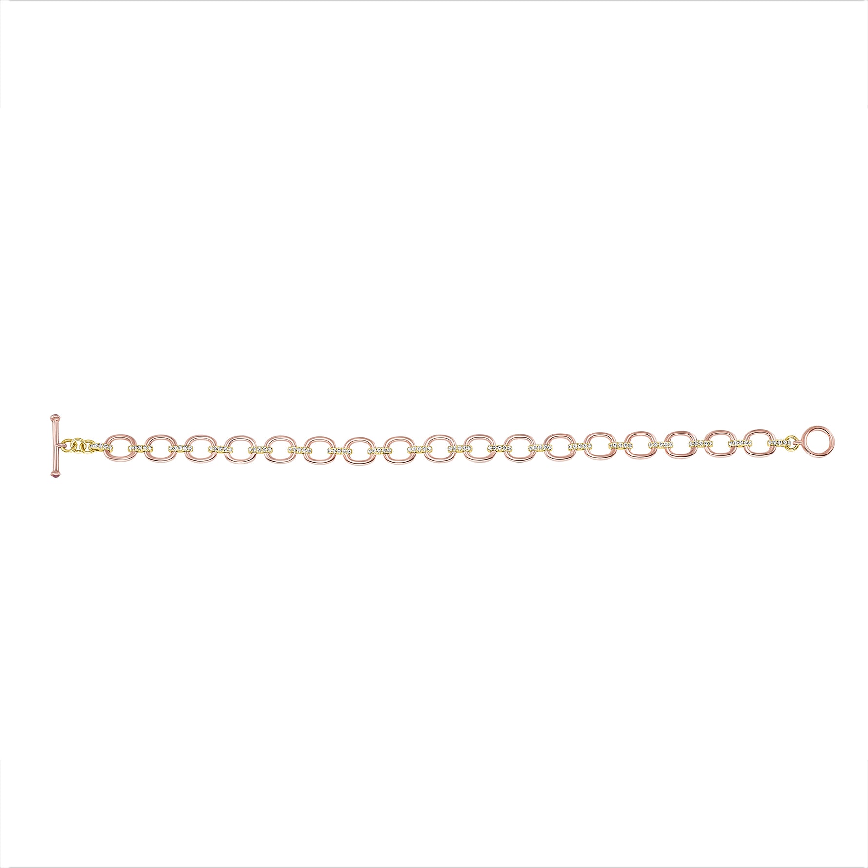 14K Gold Diamond Chain-Link Bracelet Two Tone Bracelet - Abtin & Company 
