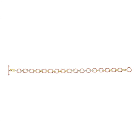 14K Gold Diamond Chain-Link Bracelet Two Tone Bracelet - Abtin & Company 
