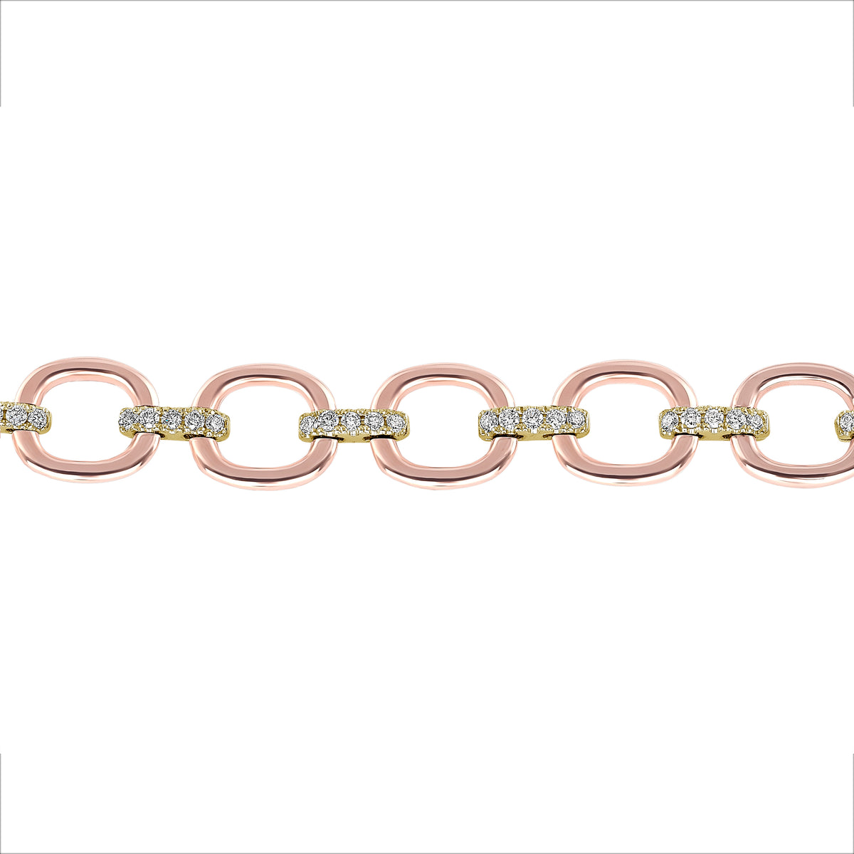 14K Gold Diamond Chain-Link Bracelet Two Tone Bracelet - Abtin & Company 