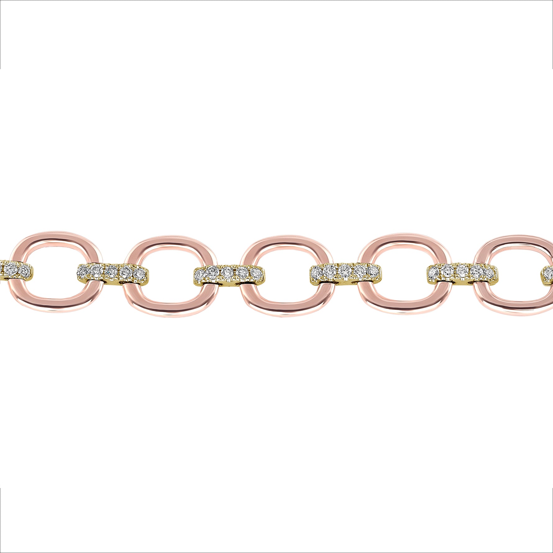 14K Gold Diamond Chain-Link Bracelet Two Tone Bracelet - Abtin & Company 