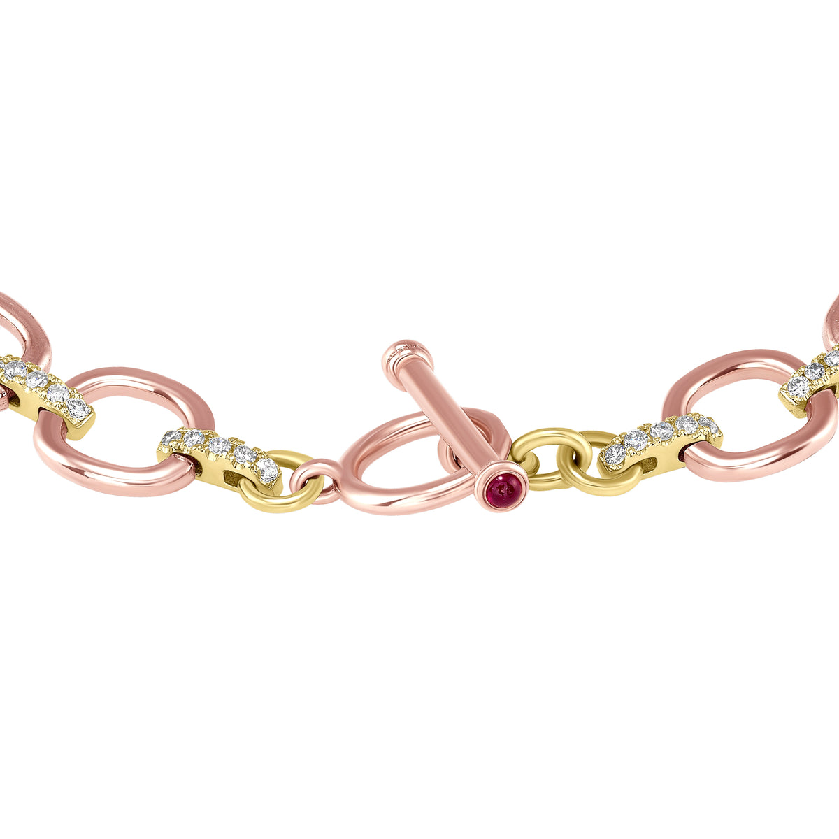 14K Gold Diamond Chain-Link Bracelet Two Tone Bracelet - Abtin & Company 
