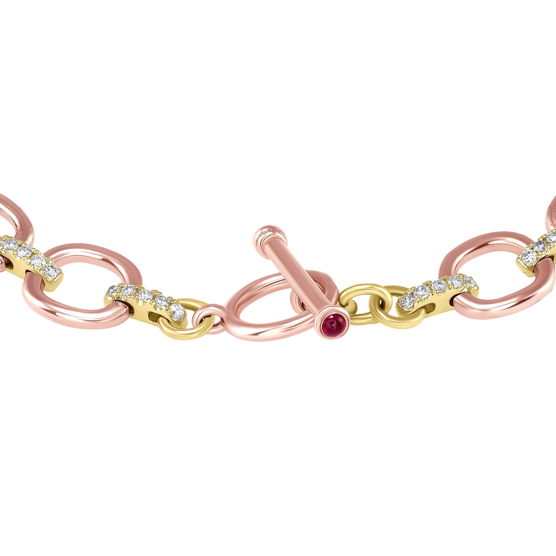 14K Gold Diamond Chain-Link Bracelet Two Tone Bracelet - Abtin & Company 
