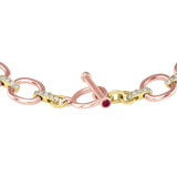 14K Gold Diamond Chain-Link Bracelet Two Tone Bracelet - Abtin & Company 
