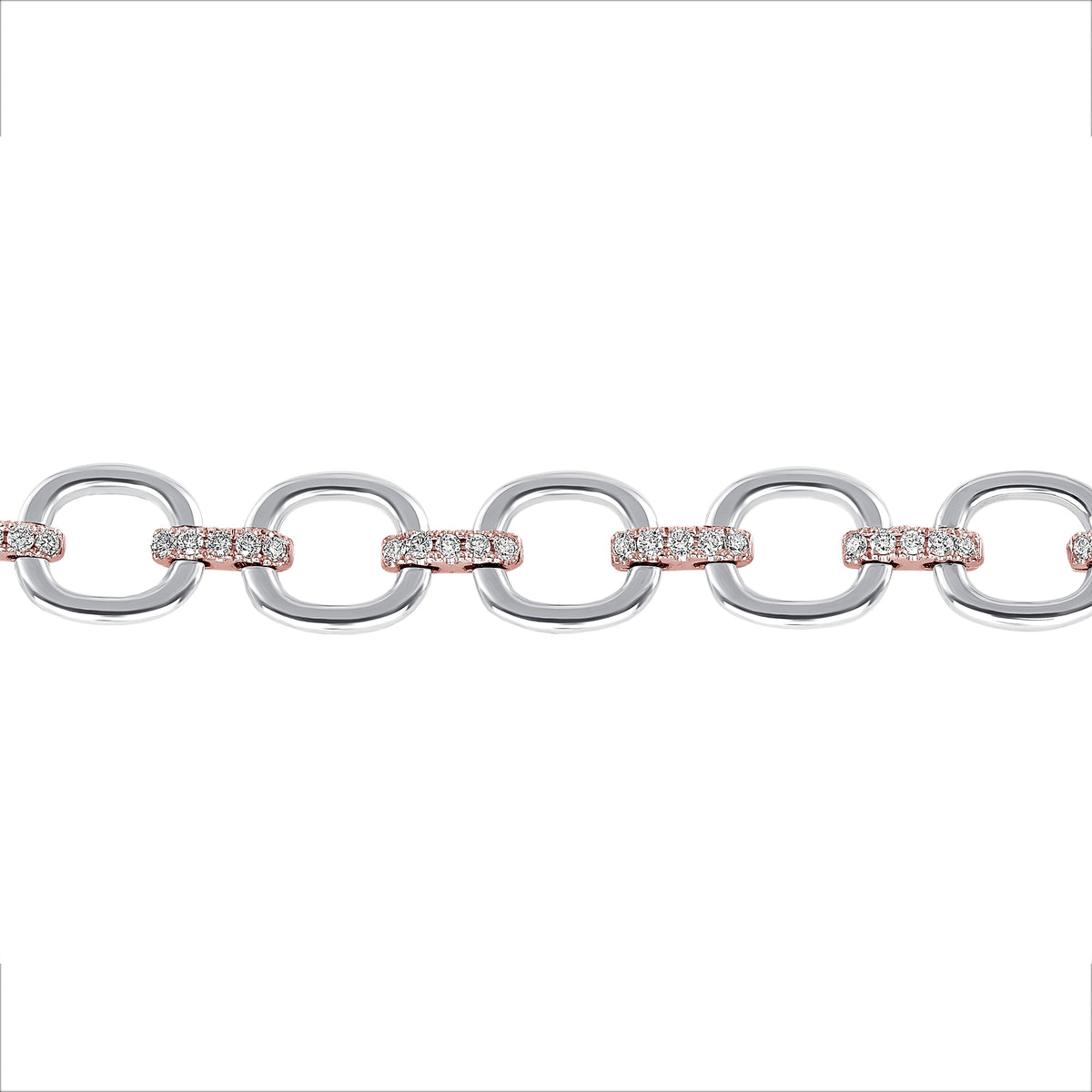 14K Gold Diamond Chain-Link Bracelet Two-Tone Bracelet - Abtin & Company 