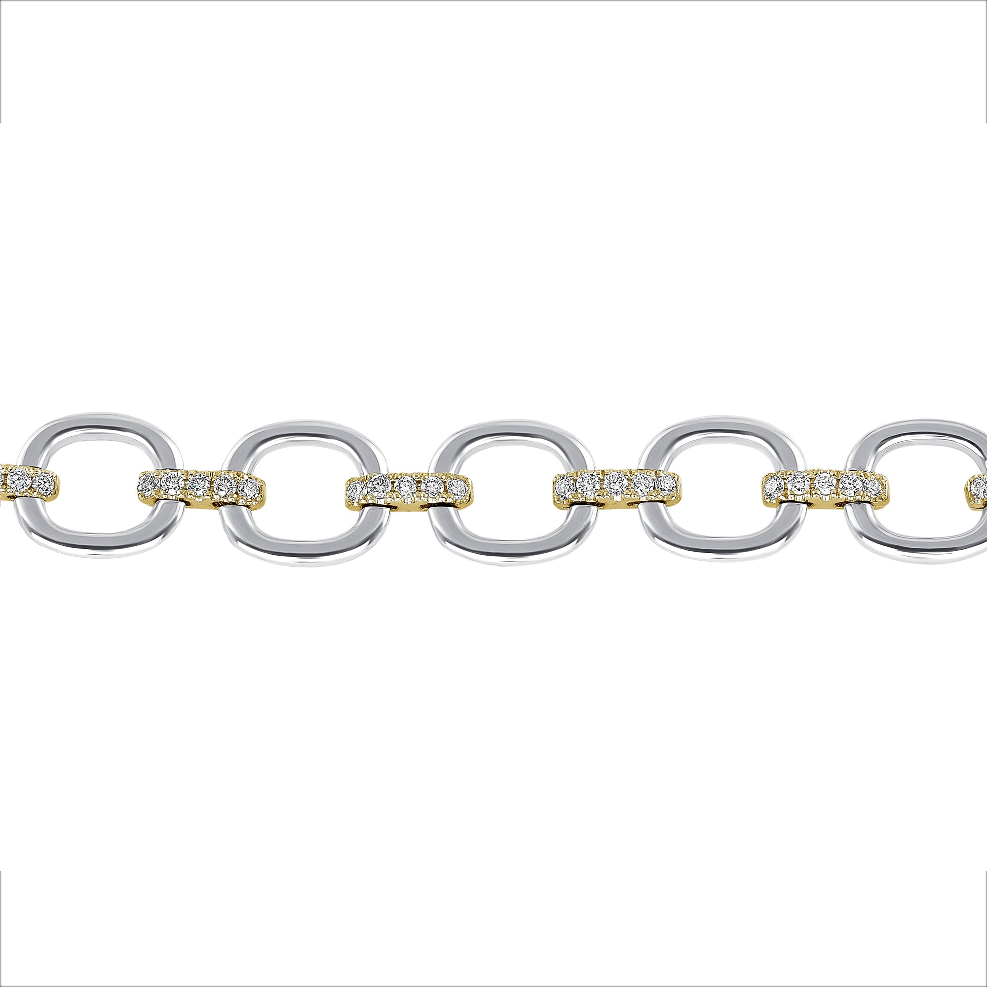 14K Gold Diamond Chain-Link Bracelet Two-Tone Bracelet - Abtin & Company 