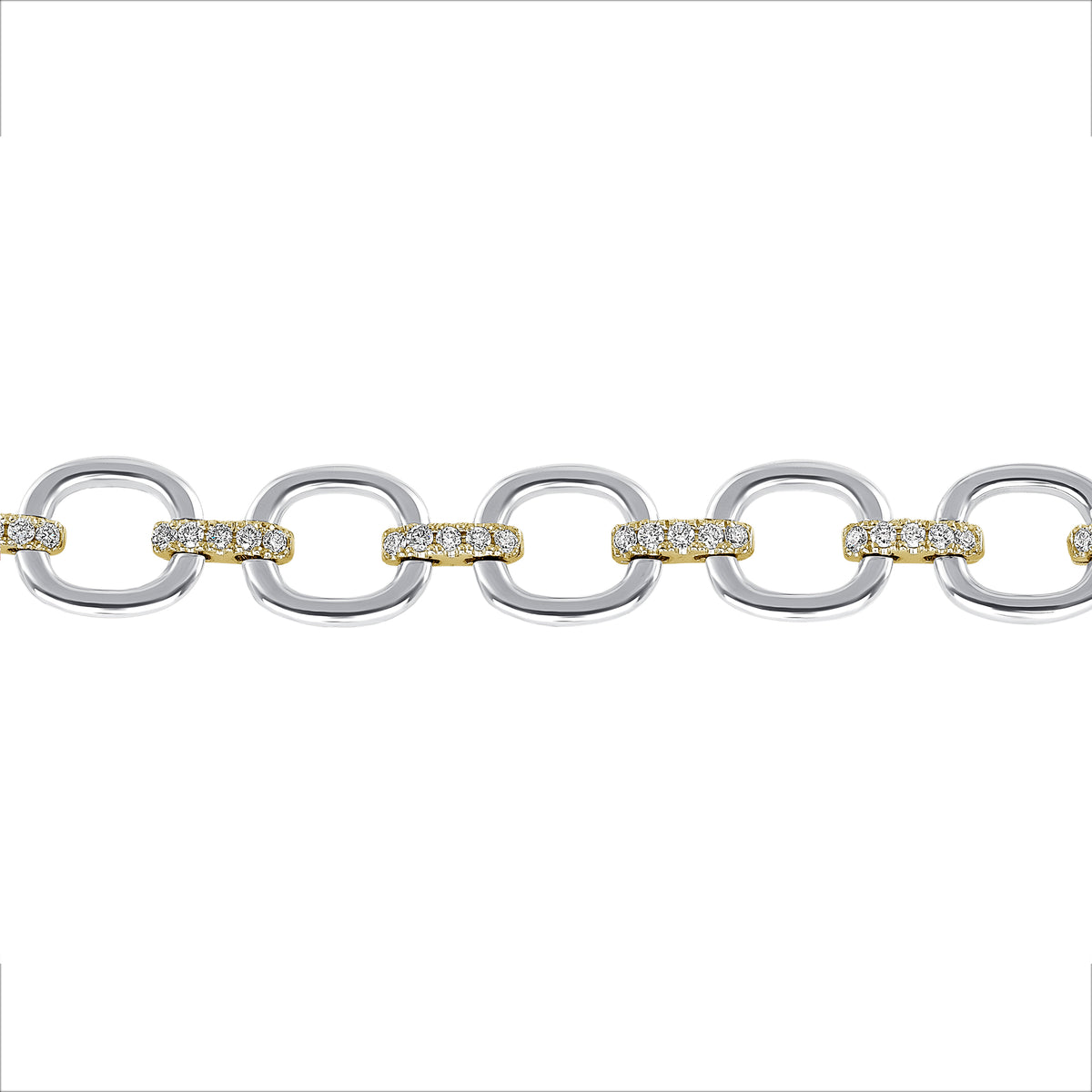 14K Gold Diamond Chain-Link Bracelet Two-Tone Bracelet - Abtin & Company 