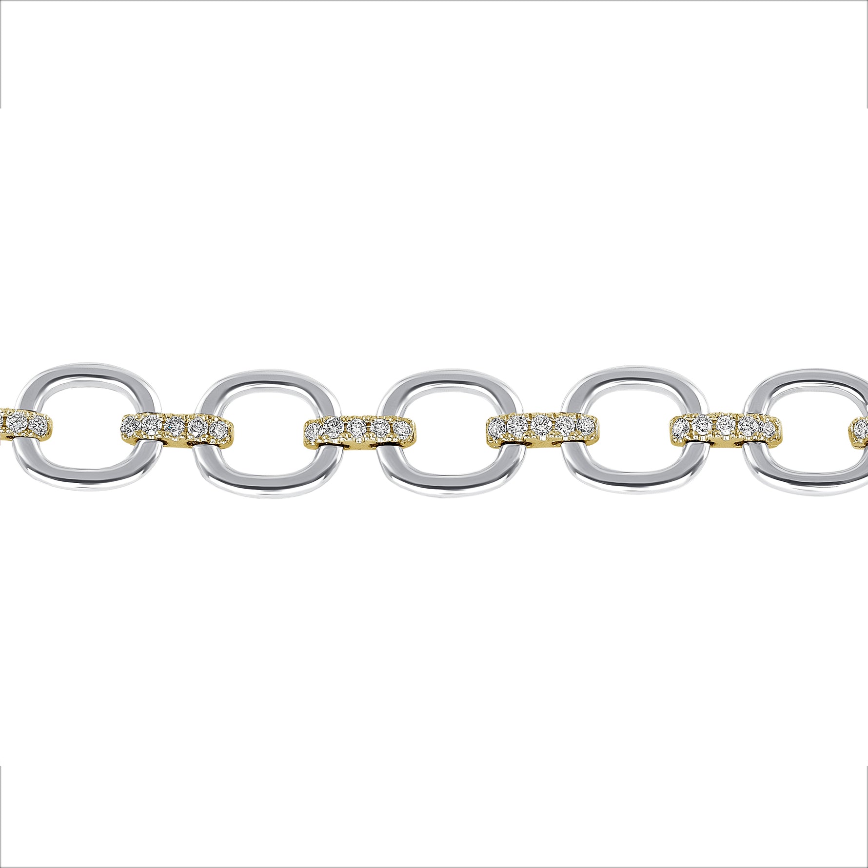 14K Gold Diamond Chain-Link Bracelet Two-Tone Bracelet - Abtin & Company 