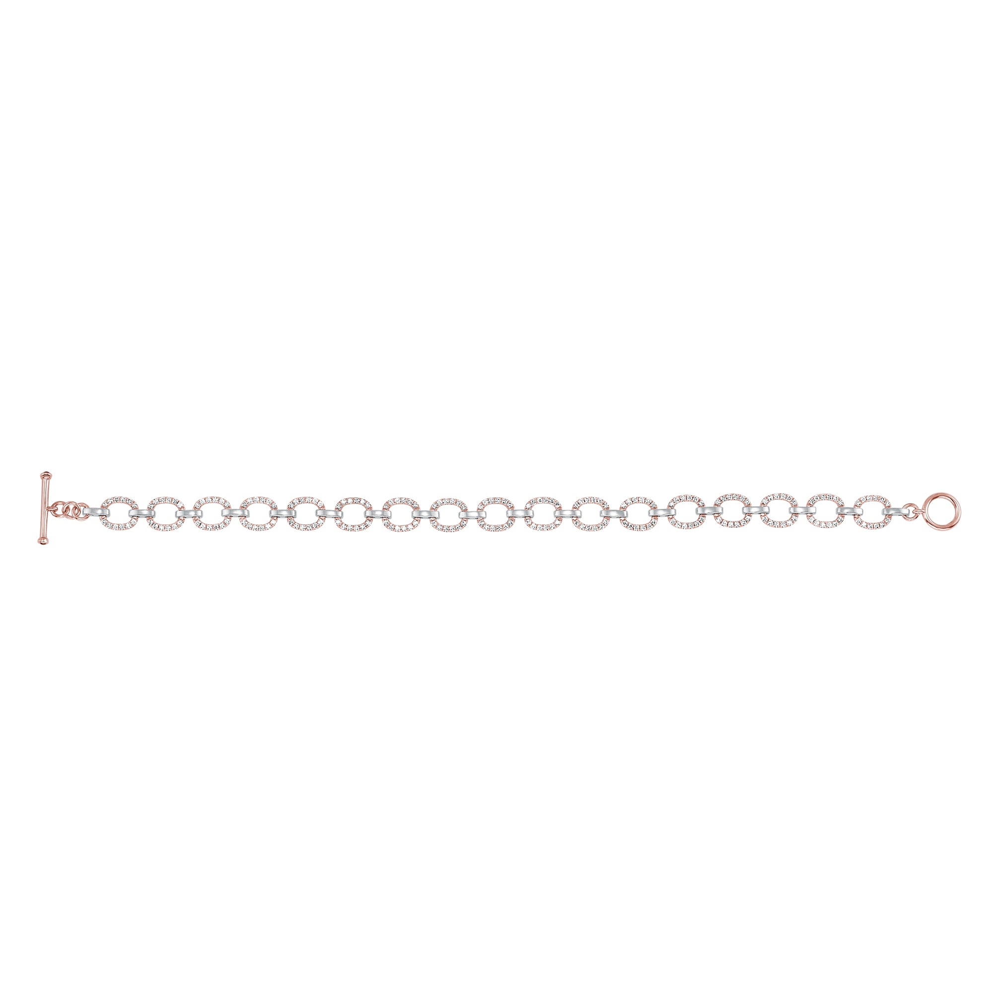14K Gold Diamond Chain-link Bracelet Two Tone Bracelet - Abtin & Company 