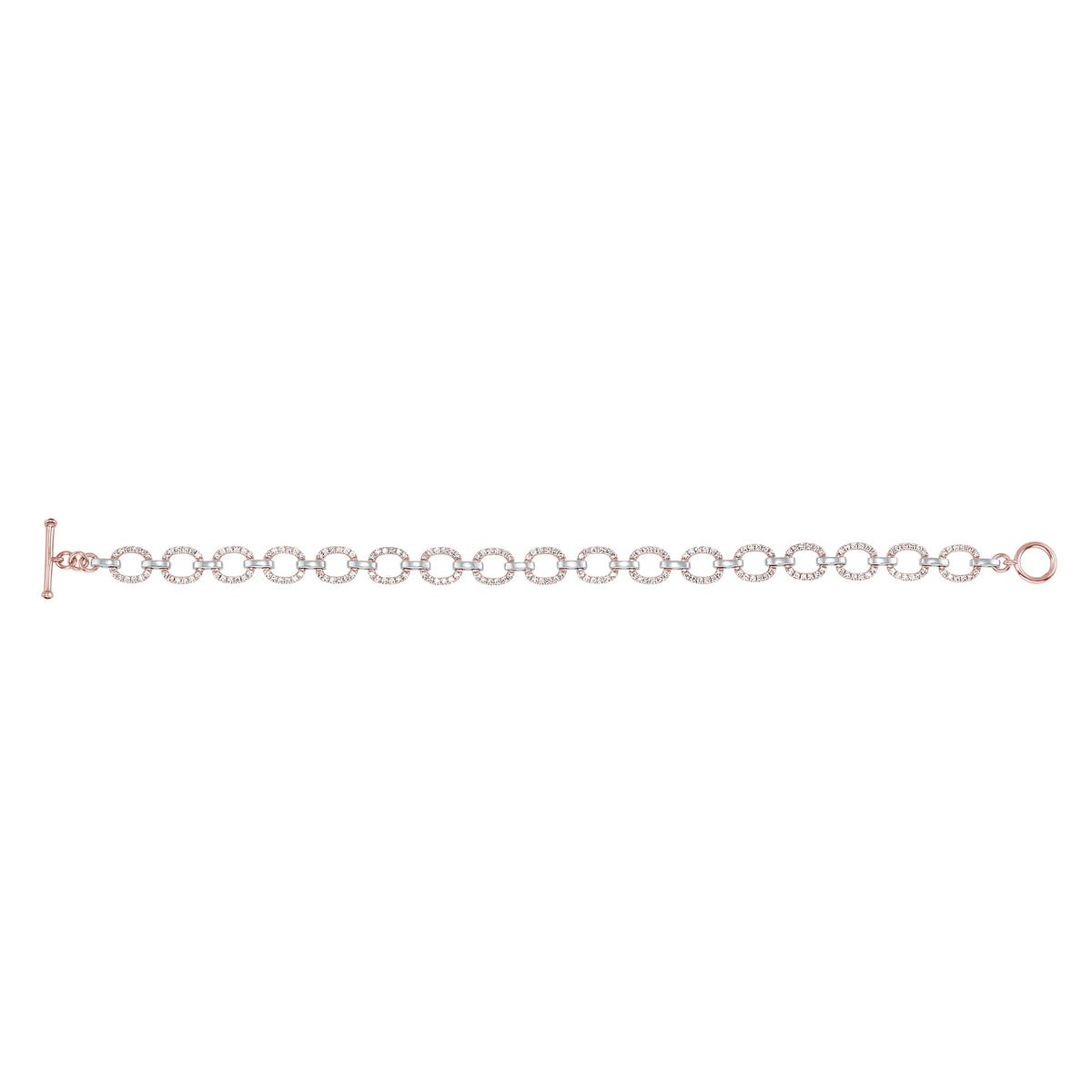 14K Gold Diamond Chain-link Bracelet Two Tone Bracelet - Abtin & Company 