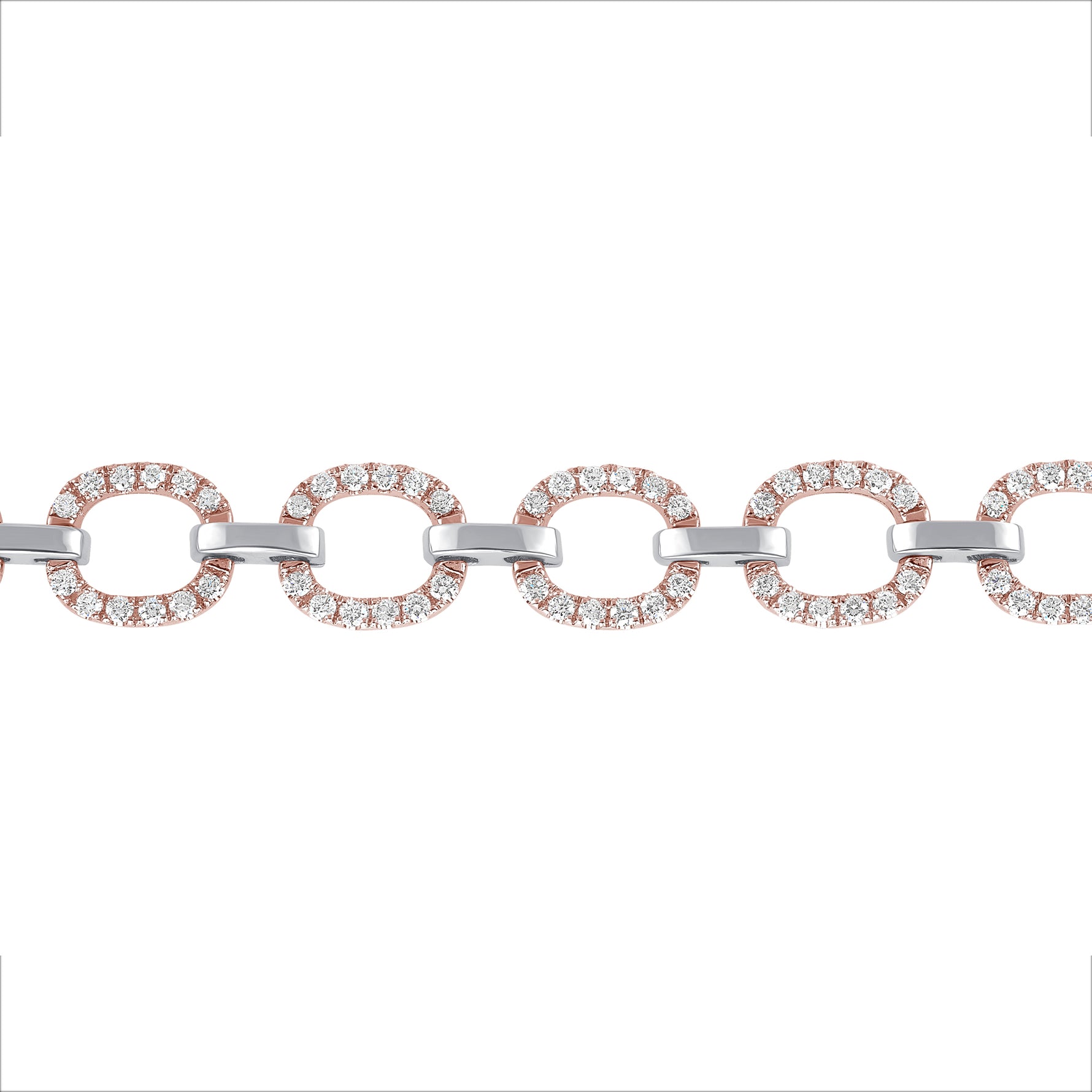 14K Gold Diamond Chain-link Bracelet Two Tone Bracelet - Abtin & Company 