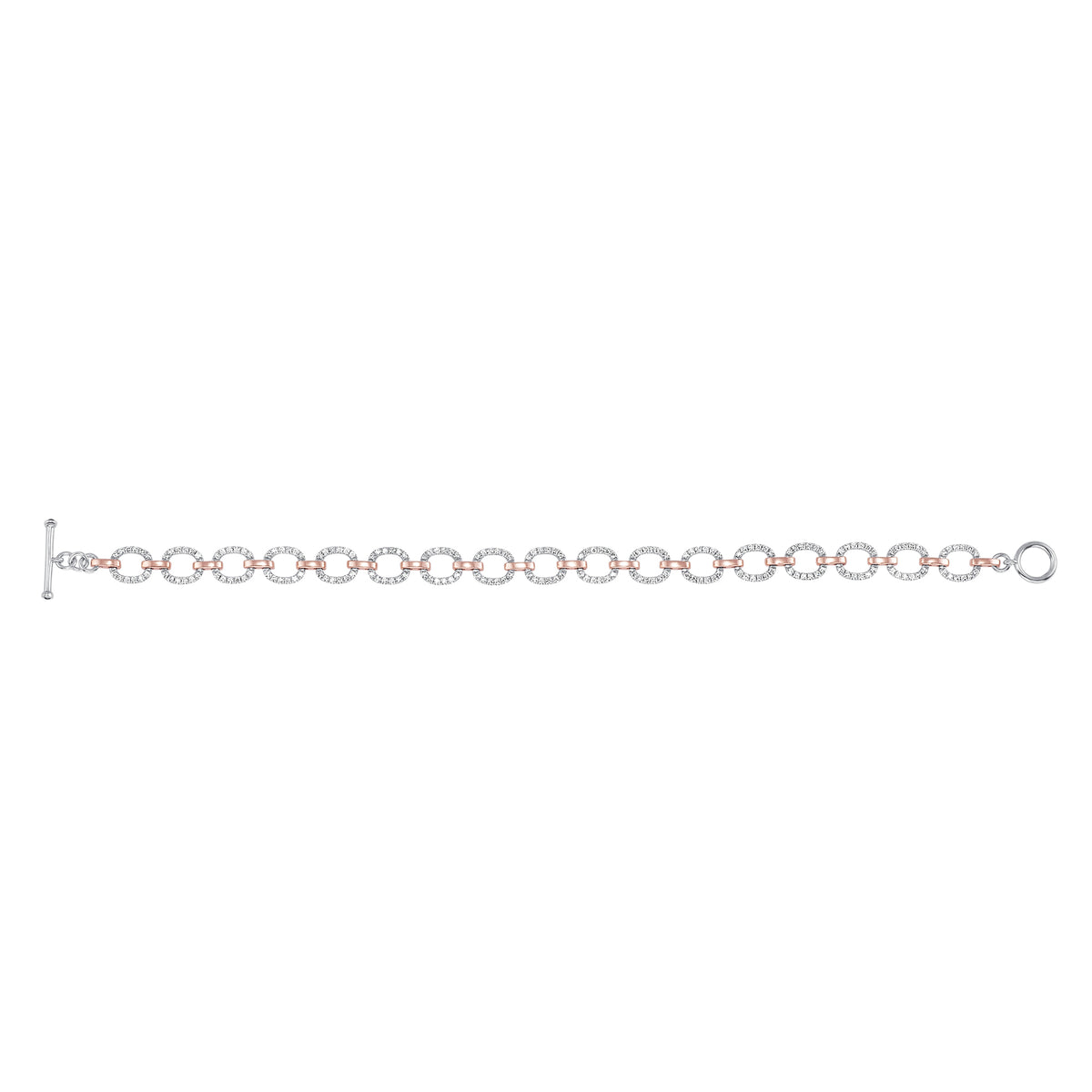 14K Gold Diamond Chain-Link Bracelet Two Tone Bracelet - Abtin & Company 