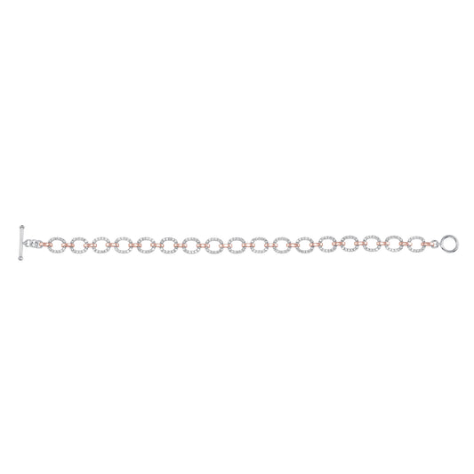 14K Gold Diamond Chain-Link Bracelet Two Tone Bracelet - Abtin & Company 