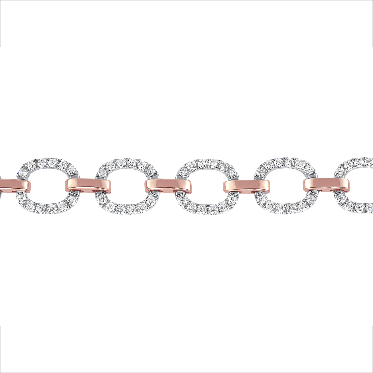 14K Gold Diamond Chain-Link Bracelet Two Tone Bracelet - Abtin & Company 