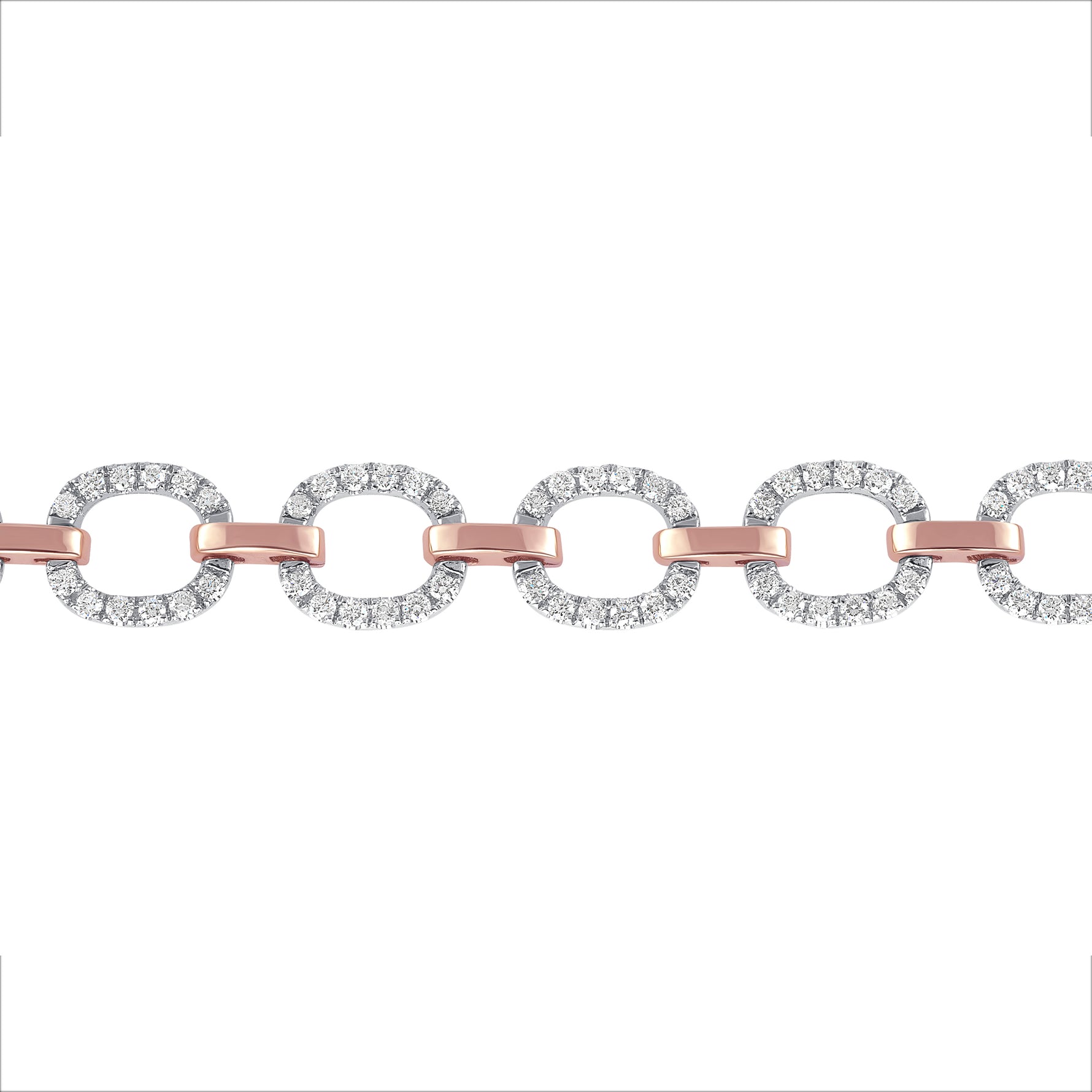 14K Gold Diamond Chain-Link Bracelet Two Tone Bracelet - Abtin & Company 