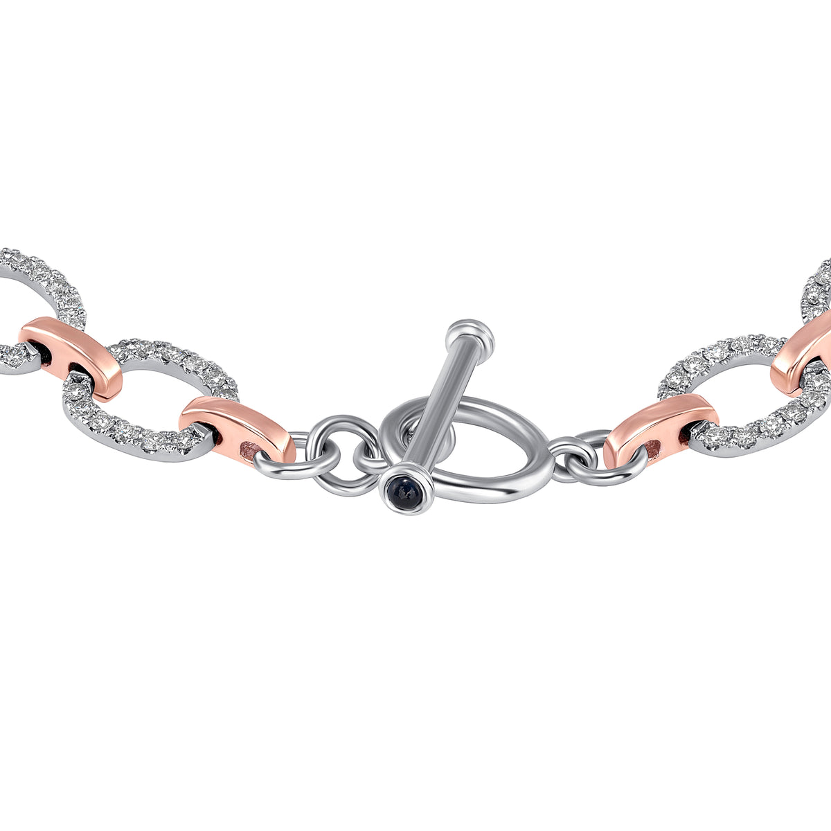 14K Gold Diamond Chain-Link Bracelet Two Tone Bracelet - Abtin & Company 