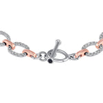 14K Gold Diamond Chain-Link Bracelet Two Tone Bracelet - Abtin & Company 