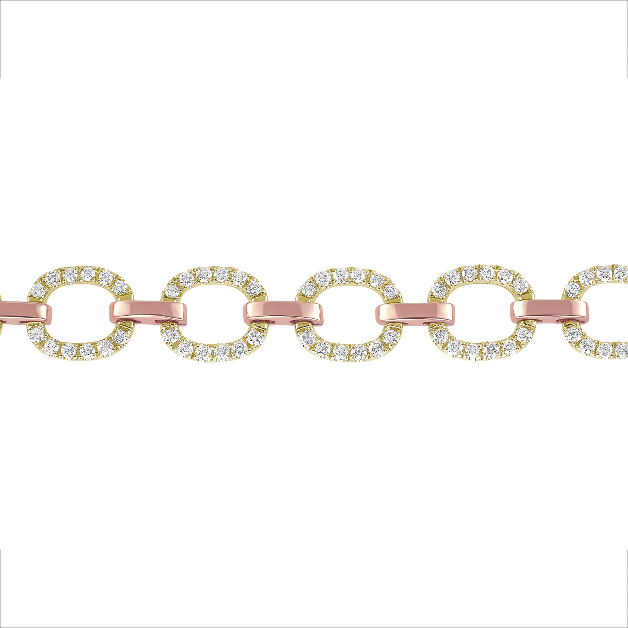 14K Gold Diamond Chain-Link Bracelet Two-Tone Bracelet - Abtin & Company 