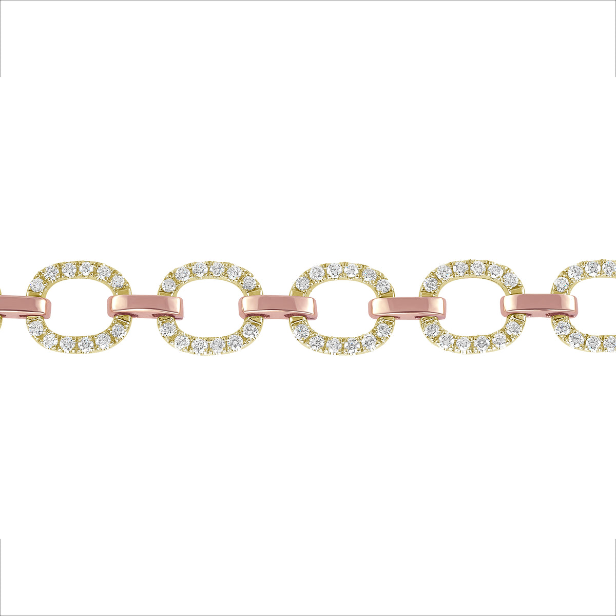 14K Gold Diamond Chain-Link Bracelet Two-Tone Bracelet - Abtin & Company 