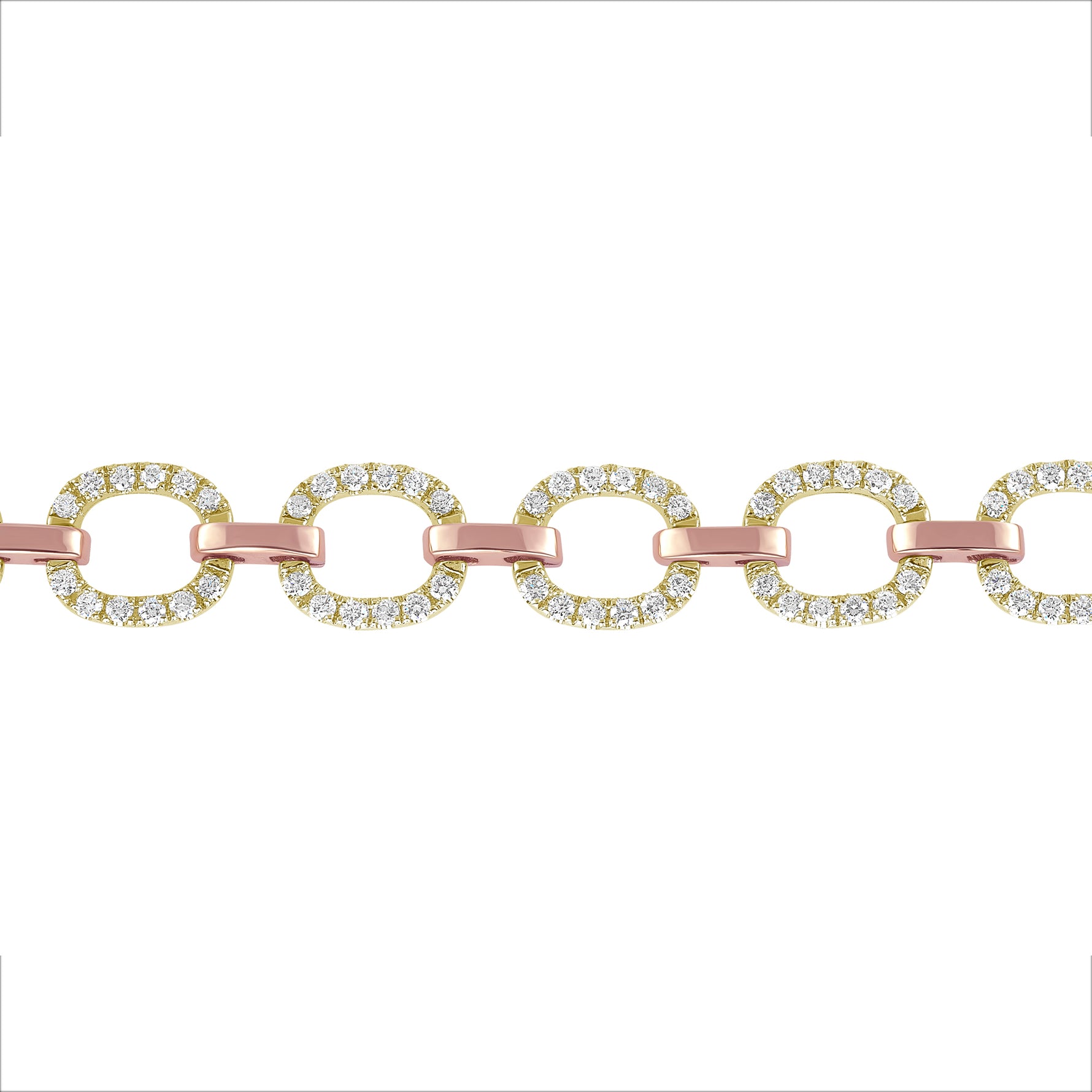14K Gold Diamond Chain-Link Bracelet Two-Tone Bracelet - Abtin & Company 