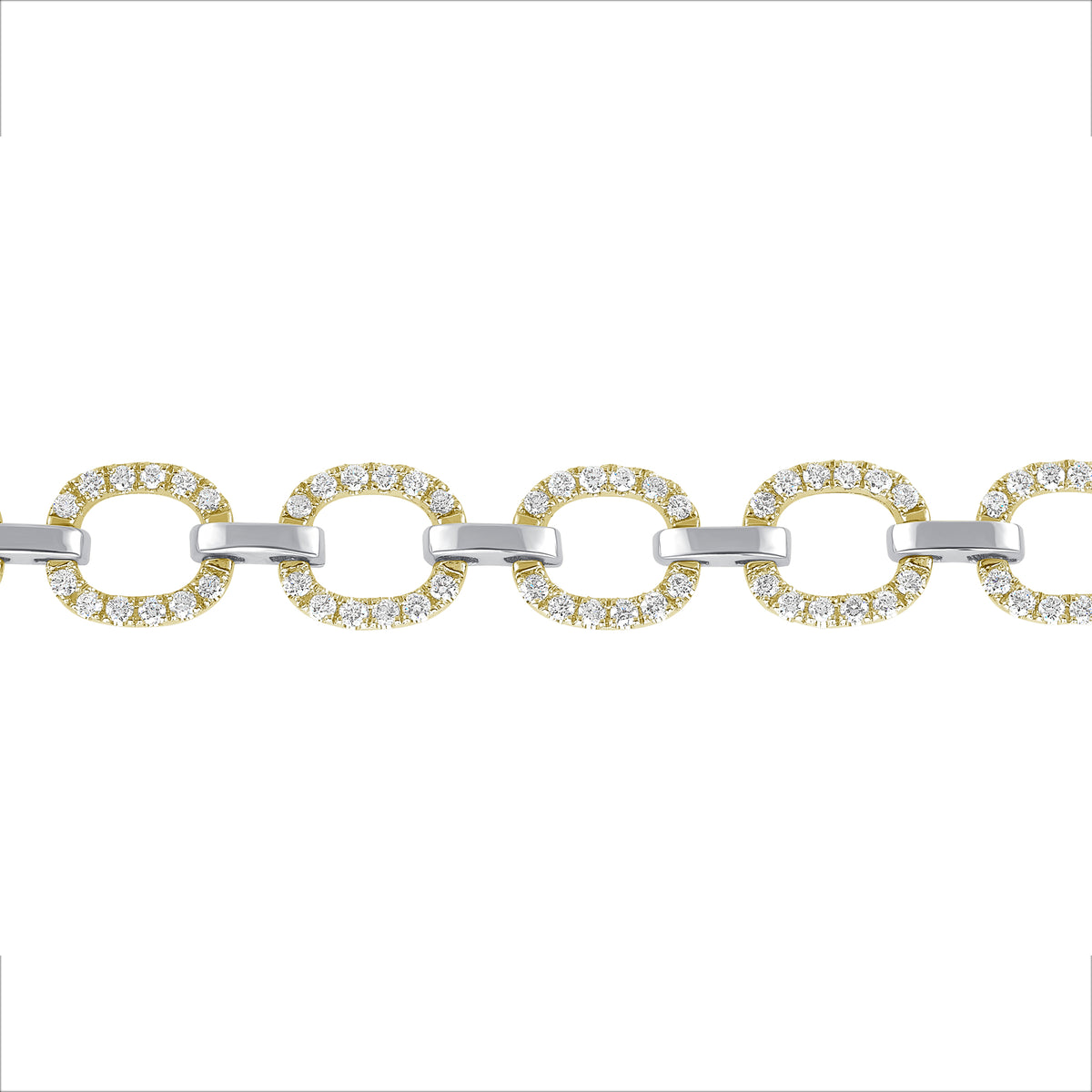 14K Gold Diamond Chain-Link Bracelet Two-Tone Bracelet - Abtin & Company 