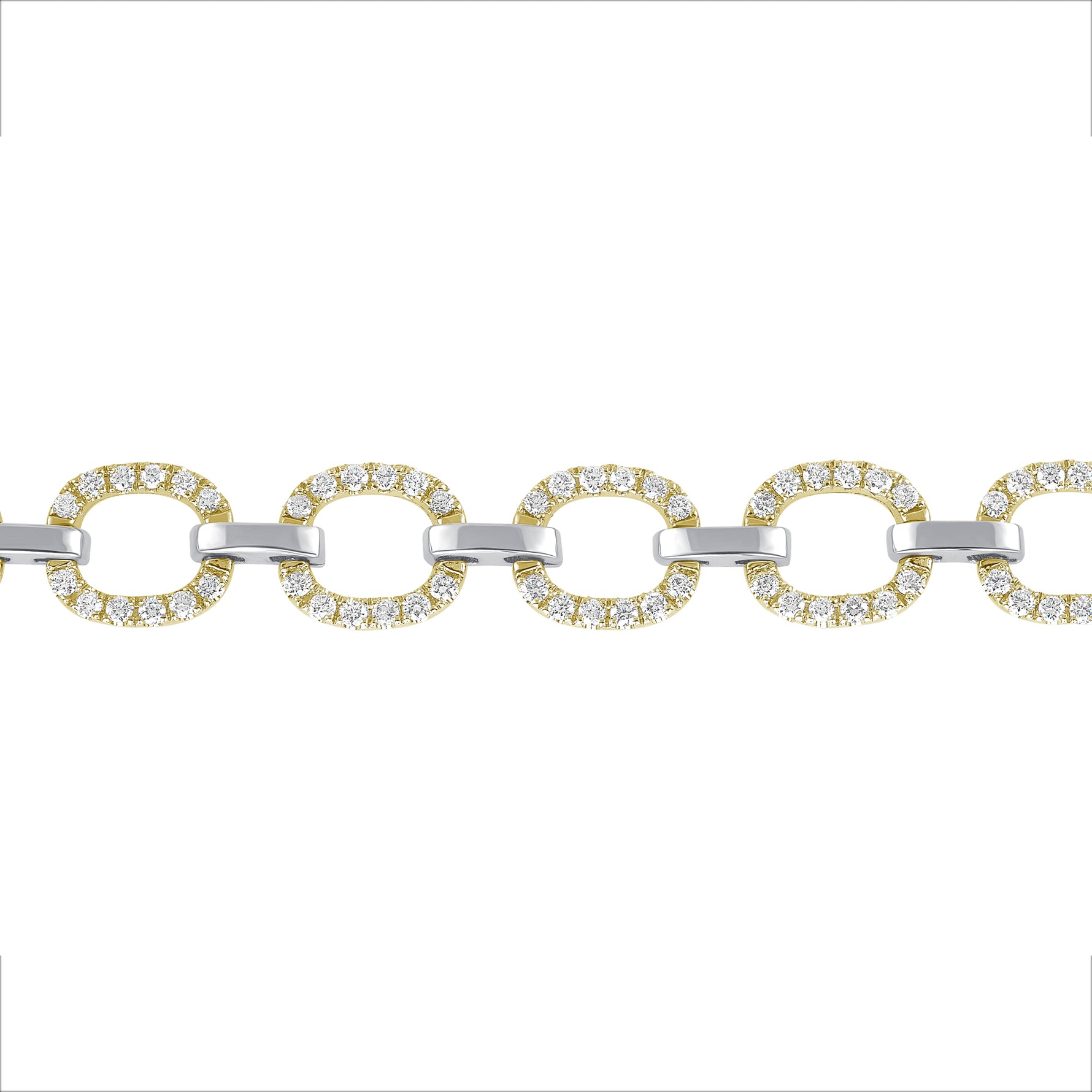 14K Gold Diamond Chain-Link Bracelet Two-Tone Bracelet - Abtin & Company 