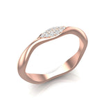 14k Gold Marquise Shape Wave Diamond Stackable Ring - Abtin & Company 