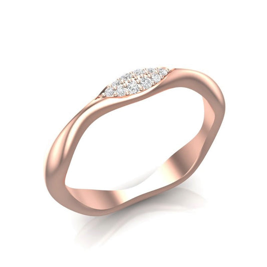 14k Gold Marquise Shape Wave Diamond Stackable Ring - Abtin & Company 
