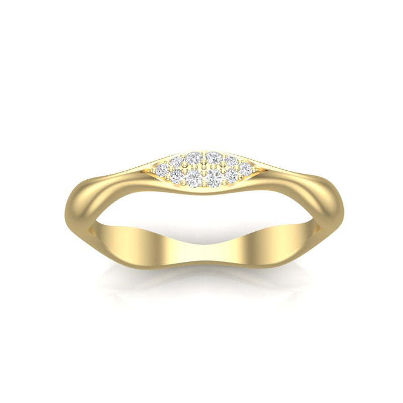 14k Gold Marquise Shape Wave Diamond Stackable Ring - Abtin & Company 
