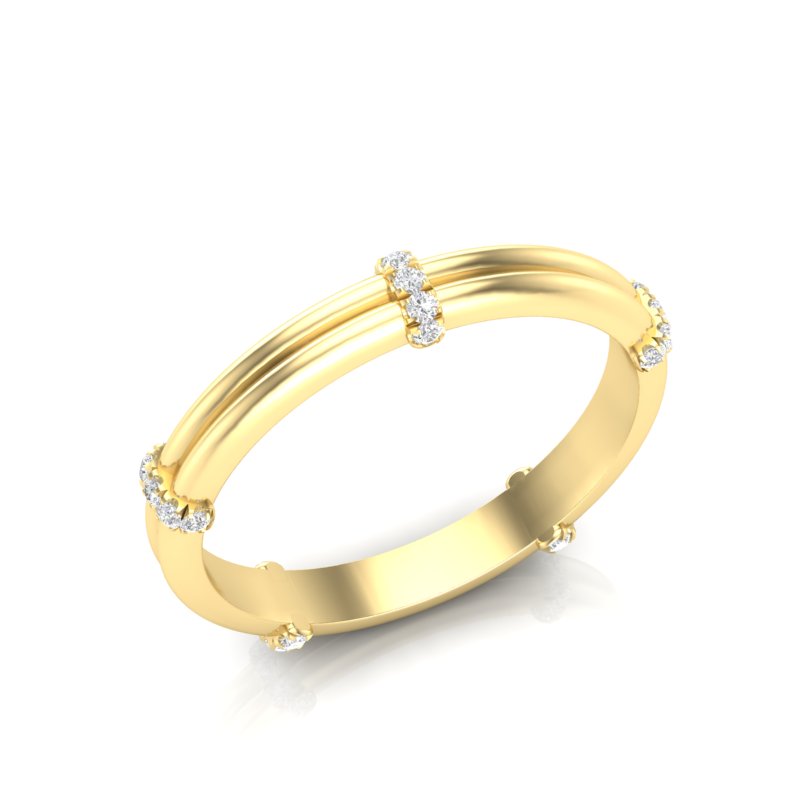 14k Gold Diamond Stackable Wedding Band - Abtin & Company 