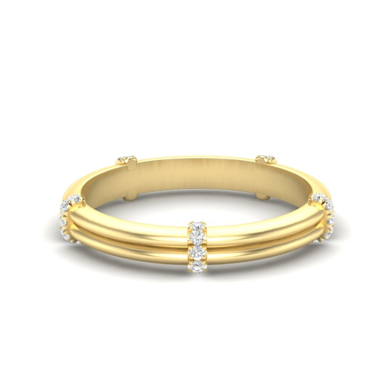 14k Gold Diamond Stackable Wedding Band - Abtin & Company 