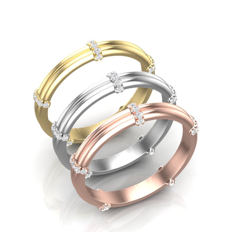 14k Gold Diamond Stackable Wedding Band - Abtin & Company 