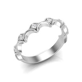 14k Gold Diamond Lozenge Shaped Vintage Style Stackable Ring Wedding Band - Abtin & Company 