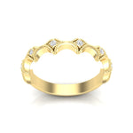 14k Gold Diamond Lozenge Shaped Vintage Style Stackable Ring Wedding Band - Abtin & Company 