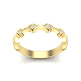 14k Gold Diamond Lozenge Shaped Vintage Style Stackable Ring Wedding Band - Abtin & Company 