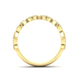 14k Gold Diamond Lozenge Shaped Vintage Style Stackable Ring Wedding Band - Abtin & Company 