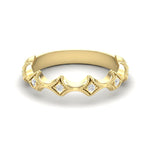 14k Gold Diamond Lozenge Shaped Vintage Style Stackable Ring Wedding Band - Abtin & Company 