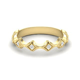 14k Gold Diamond Lozenge Shaped Vintage Style Stackable Ring Wedding Band - Abtin & Company 