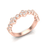 14k Gold Milgrain Flower Diamond Stacking Ring Wedding Band - Abtin & Company 