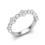 14k Gold Milgrain Flower Diamond Stacking Ring Wedding Band - Abtin & Company 
