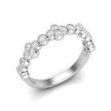 14k Gold Milgrain Flower Diamond Stacking Ring Wedding Band - Abtin & Company 
