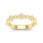14k Gold Milgrain Flower Diamond Stacking Ring Wedding Band - Abtin & Company 