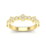 14k Gold Milgrain Flower Diamond Stacking Ring Wedding Band - Abtin & Company 