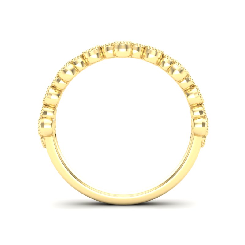 14k Gold Milgrain Flower Diamond Stacking Ring Wedding Band - Abtin & Company 