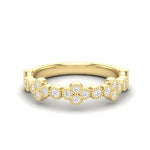 14k Gold Milgrain Flower Diamond Stacking Ring Wedding Band - Abtin & Company 
