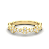 14k Gold Milgrain Flower Diamond Stacking Ring Wedding Band - Abtin & Company 