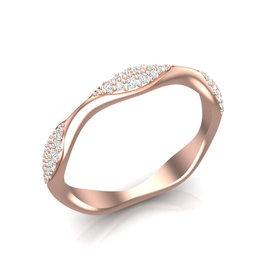 14k Gold Wavy Marquise-shape Diamond Stackable Ring/Wedding Band - Abtin & Company 